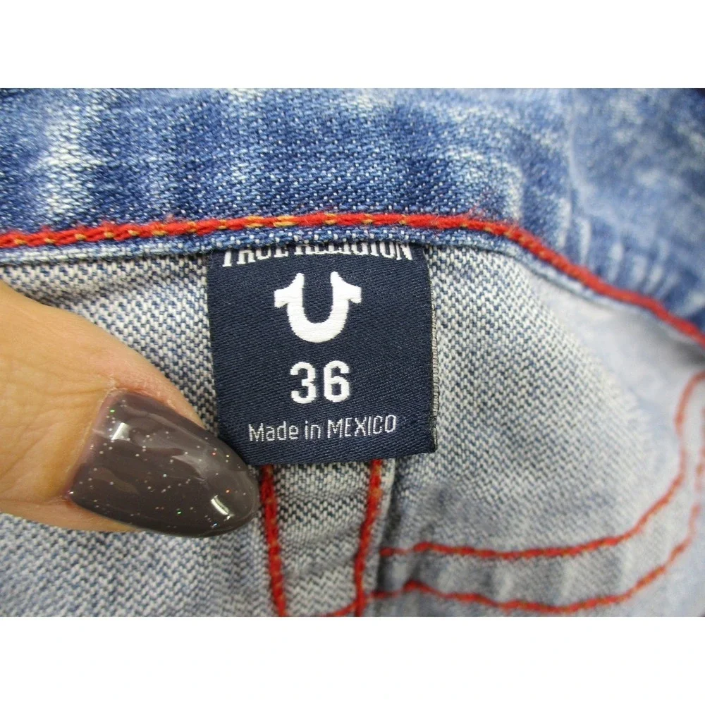 True Religion Jeans Mens 36 Geno Ojai Escape Dragon Embroidered Distressed‎ Blue